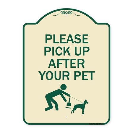 Signmission Designer Series-Please Pick Up After Your Pet Tan & Green, 24" x 18", TG-1824-9786 A-DES-TG-1824-9786